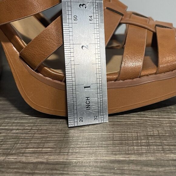 Bamboo Women’s Light Brown Fisherman Platform High Block Heel Sandals Size 8.5 - Picture 11 of 11